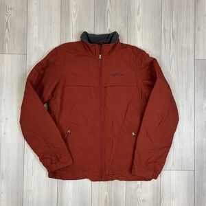 Eddie Bauer Jacket Men's Size LT Red Burgundy Full Zip Lined‎ Windbreaker Fleece
